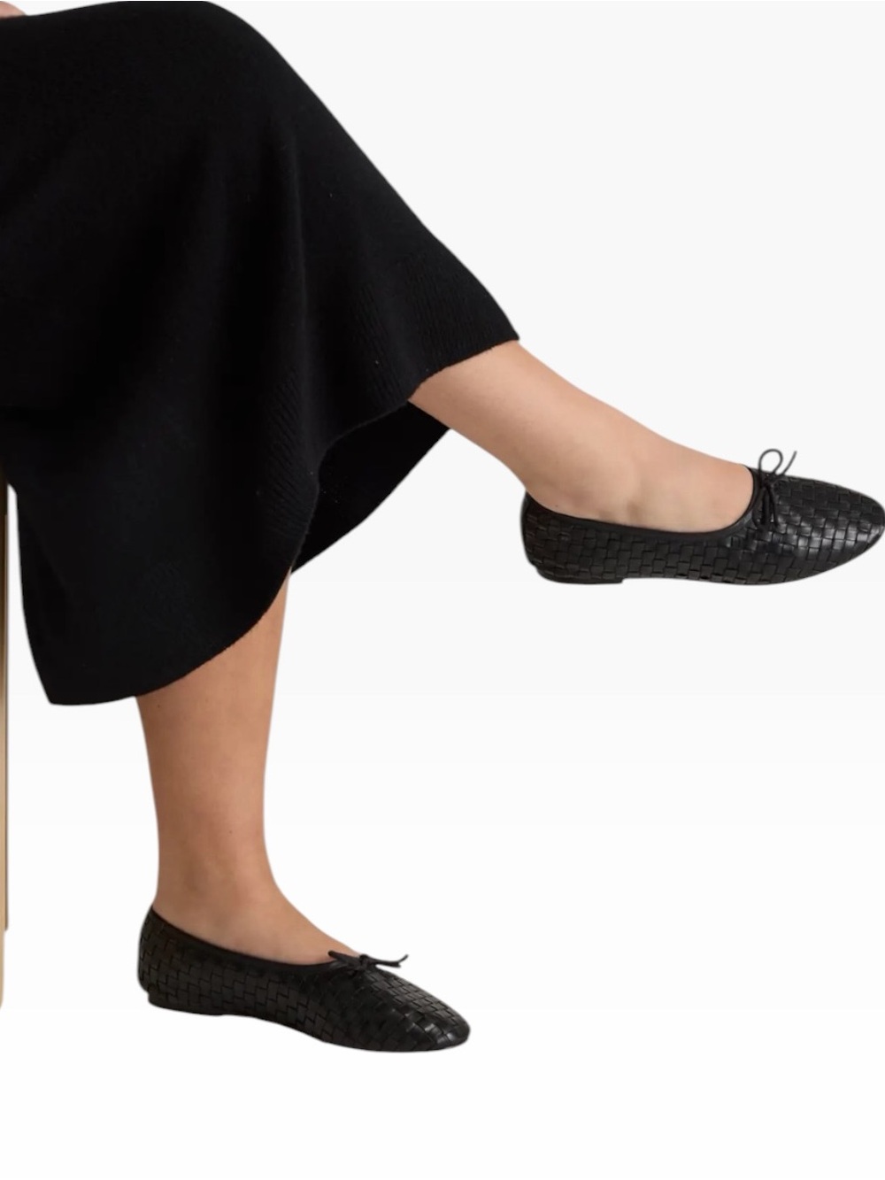 Quince Black Woven Italian Leather Square Toe Ballet Flat NWOB Size 10